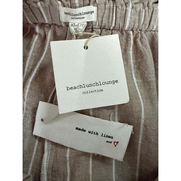Beach Lunch Lounge Striped Linen & Cotton Paperbag Waist Pants Women XL NEW - Picture 8 of 11